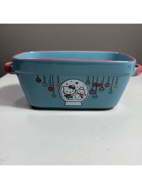 Sanrio Hello Kitty Ceramic Loaf Pan Snow Globe Design 9x5